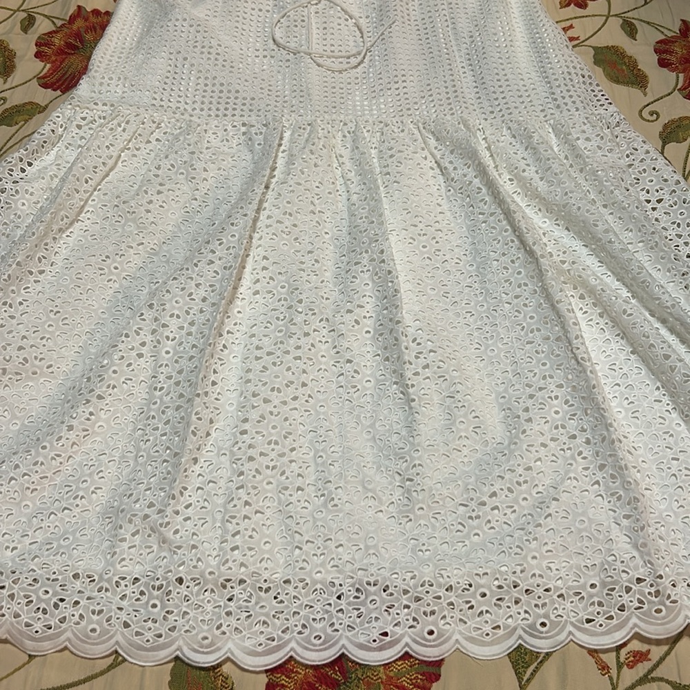 Diane Von Furstenberg Ivory Eyelet Midi Dress L NWT - Picture 2 of 14